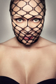 Beautiful Blonde Woman With Black Mesh On Her Face - PhotoDune Item for Sale