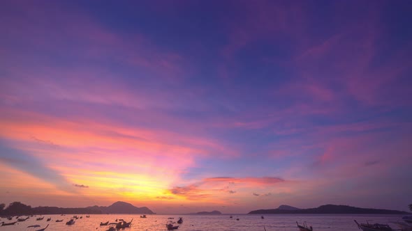 Time Lapse Scenery Sunrise Above The Rawai Sea.