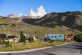 El Chalten with Mount Fitz Roy (aka Cerro Chalten or Cerro Fitz Roy) behind, Argentina, South Americ - PhotoDune Item for Sale