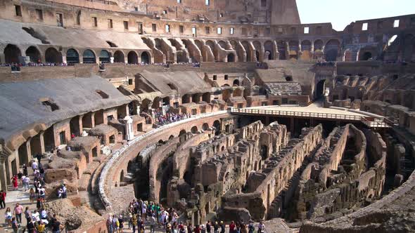 Tourist inside Rome Colosseum Italy