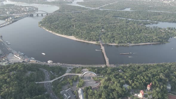 View of Kyiv From Above. Ukraine. Aerial View, Gray, Flat