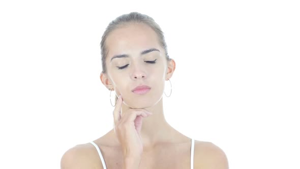 Thinking, Pensive Woman, Planning, White Background