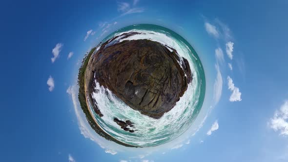 Seashore with Cliffs Waves Crashing on Rocks