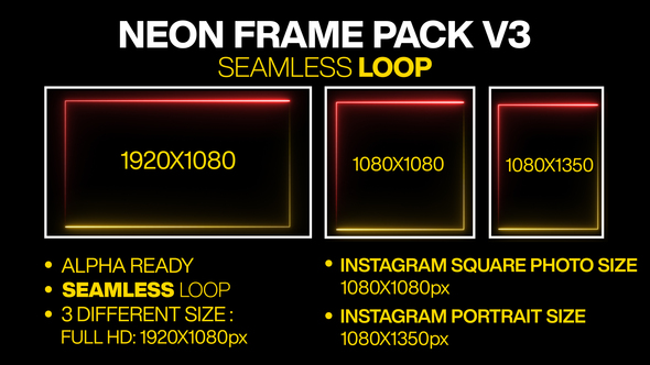 Red & Golden Neon Frame Pack Seamless Looped V3