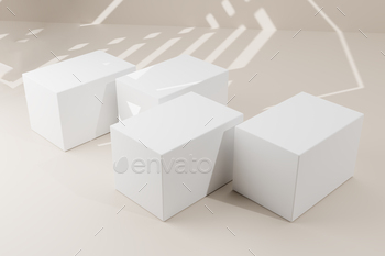 3d render. Mockup cover box on beige