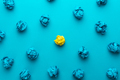 Top View of New Idea Concept Over Turquoise Blue Background - PhotoDune Item for Sale