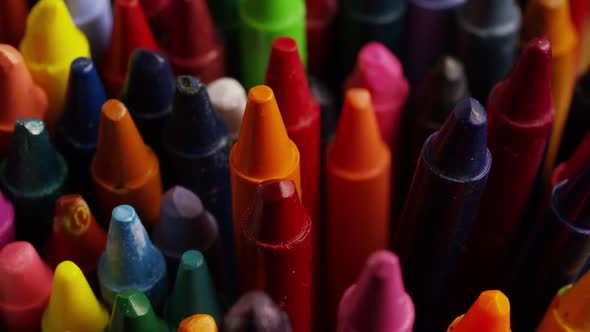 Rotating shot of color wax crayons for drawing and crafts - CRAYONS 
