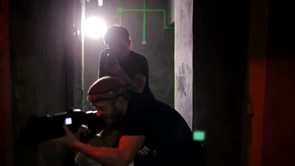 Group of Happy Teenagers with Laser Guns