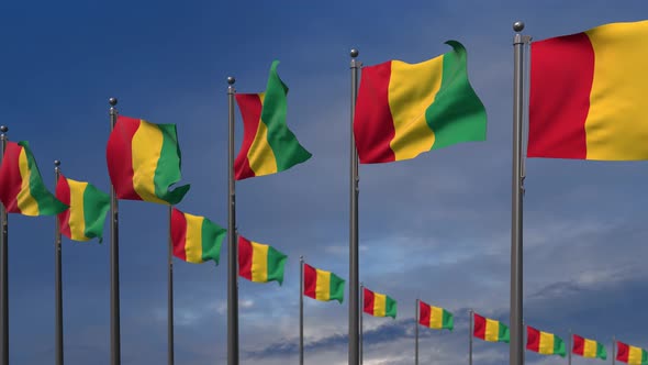 The Guinea Flags Waving In The Wind  4K