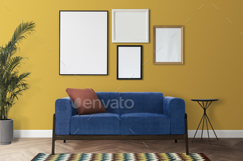 Blank gallery wall in a modern living room