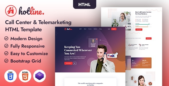 Hotline | Call Center and Telemarketing HTML Template