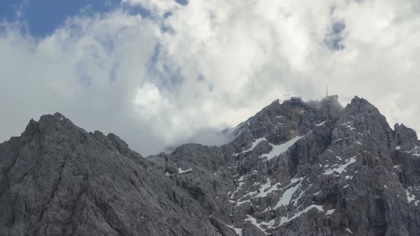 Time Lapse Clouds Moving over Zugspitze Mountain in the Bavarian Alps Germany