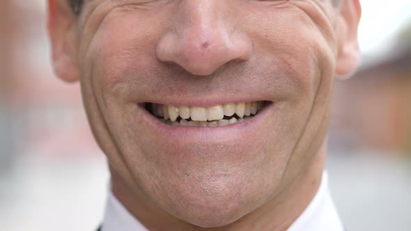 Smiling Face of Businessman, Lips