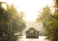 Houseboat tourist boat trip on an excusrion in the Kerala backwaters at sunset near Alleppey, Alappu - PhotoDune Item for Sale
