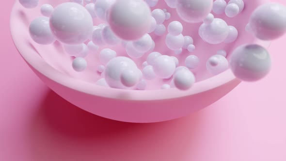 Abstract Geometry Animation with White Balls and Rose Plate