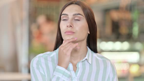 Pensive Young Latin Woman Thinking About Something 