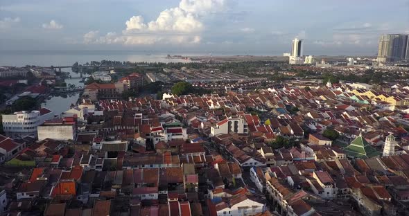 AERIAL: Malacca city in Malaysia