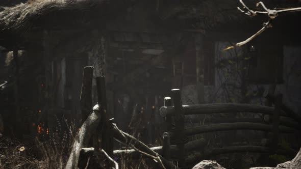 Old Retro Village in Pine Forest alt