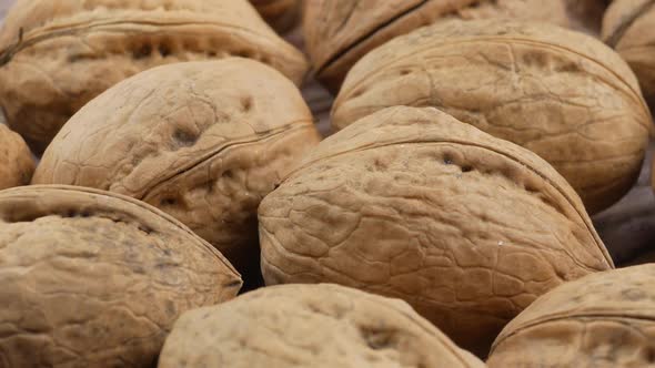 many organic walnuts close up