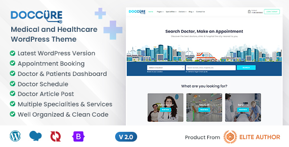 Doccure - Medical and Healthcare Appointment Booking Scheduler WordPress Theme