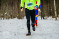 group runners athletes run snow trail in forest - PhotoDune Item for Sale
