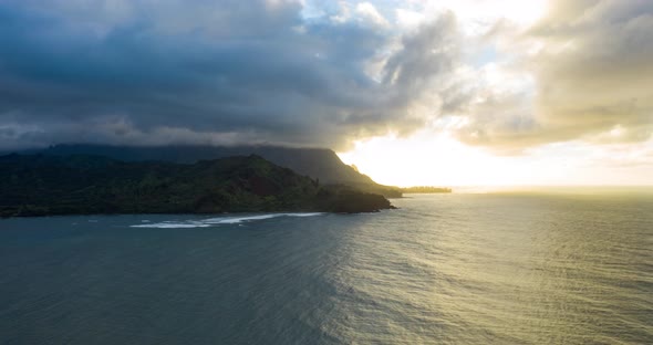 Sunset Napali Coast Kauai Hawaii Aerial Hyperlapse