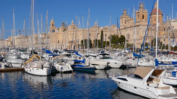 Yachts in Birgu Marina, Malta.