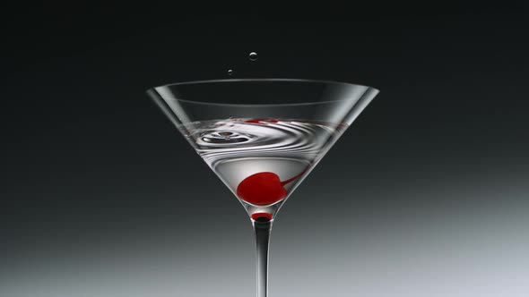 Cherry in martini glass, Slow Motion