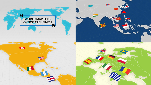 World Map Flag Continent