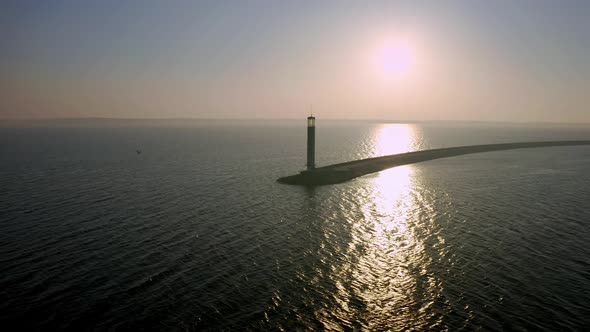 Aerial View of the Lighthouse in the Sun