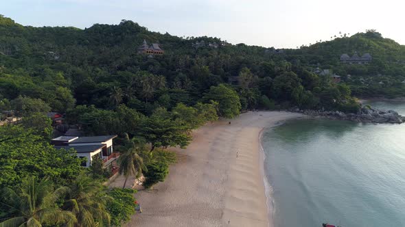 Beach with Hotels on Tropical Island