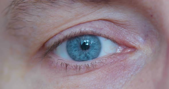 Eye ID Concept  Close Up Video of a Male's Blue Eye