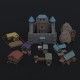 Low-poly cartoon medieval fantasy city buildings kit - 3DOcean Item for Sale