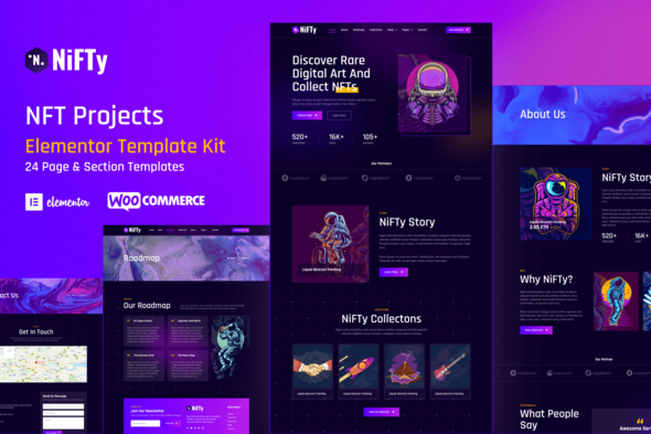 NiFTy - NFT Project & Portfolio WordPress Elementor Template Kit