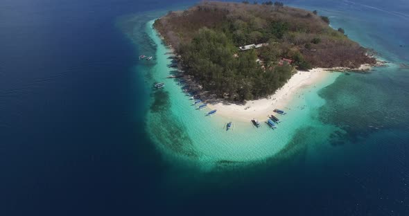 Aerial Island with tropical Beach