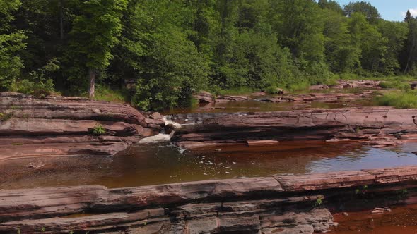  Bonanza Falls In Upper Peninsula. Big Iron River In The Summer.