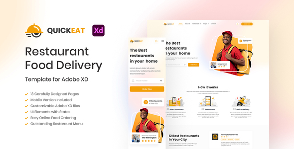 QuickEat - Food Delivery Template for Adobe XD