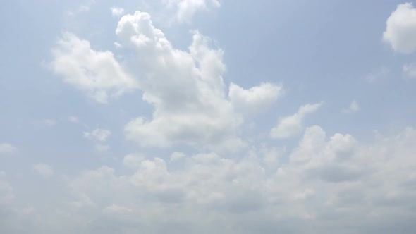 Time lapse of white cloud moving pass around sky background