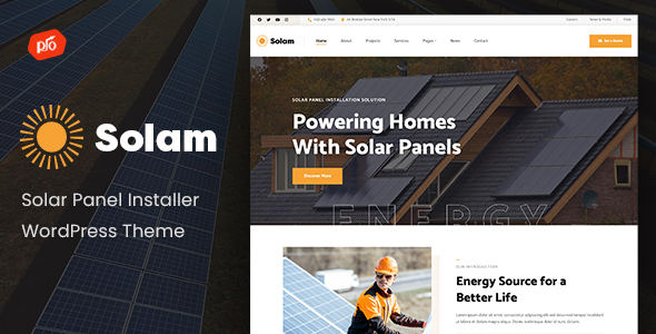 Solam - Solar Panel Installer WordPress Theme
