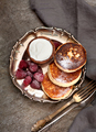 cottage cheese pancakes with sour cream and raspberries - PhotoDune Item for Sale