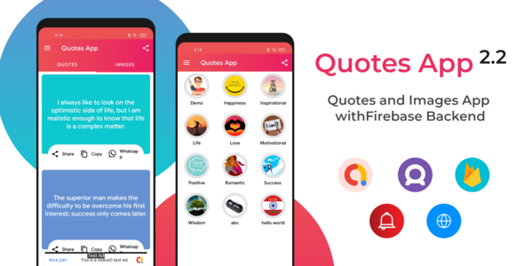 Quotes app with Admin Panel , Admob and Facebook Ads