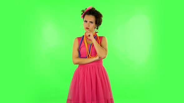 Lovely Girl Listens Carefully and Empathize on Green Screen