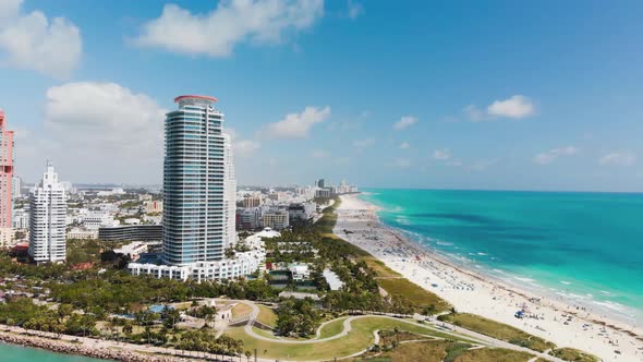 Miami Beach Skyline  Aerial View From Drone