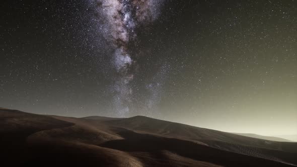 Amazing Milky Way Over the Dunes Erg Chebbi in the Sahara Desert alt