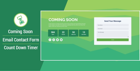 Coming Soon Landing Page With Countdown Timer and Email Contact Form
