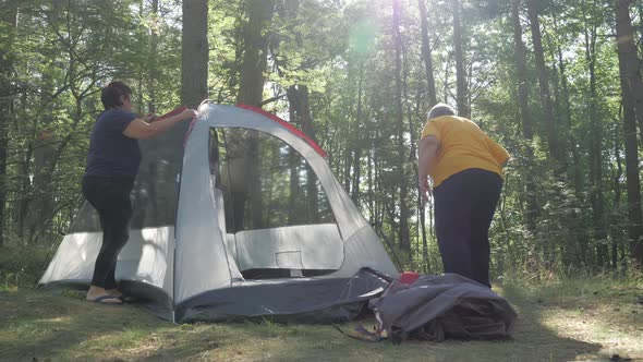 A Morning in the Camping Site Putting Up the Tent