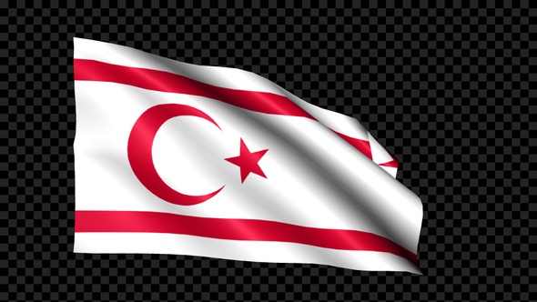 Turkish Republic Of Northern Cyprus Flag Blowing In The Wind