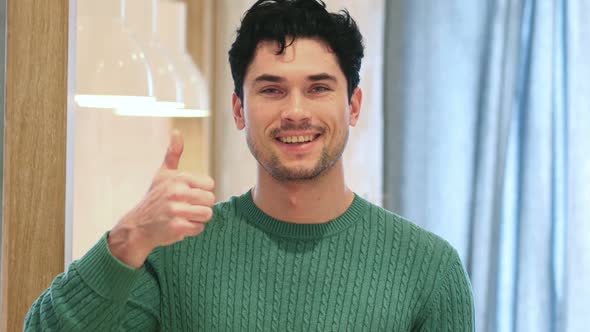 Thumbs Up By Young AfroAmerican Man Portrait