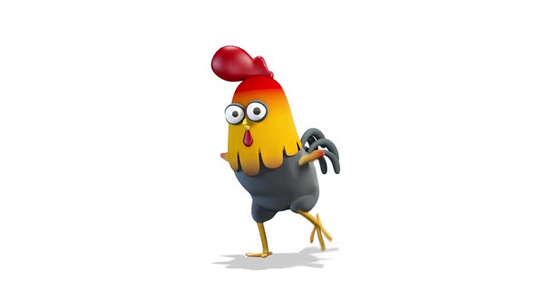 Rooster Dancing A Running Man Dance on White Background