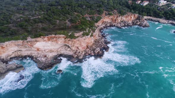 Flight Over Beautiful Seashore at Mallorca